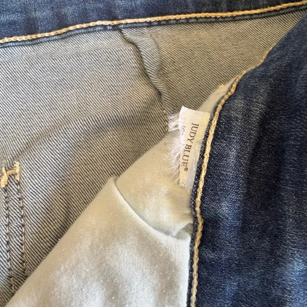 Judy Blue Jeans Sz 15/32 Med Wash Blue Denim Wide Leg Baggy Faded Skater Casual - Picture 5 of 10